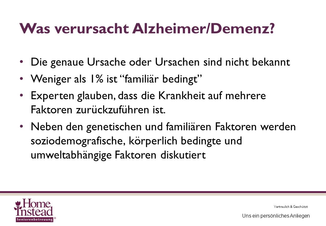 Was verursacht Alzheimer/Demenz