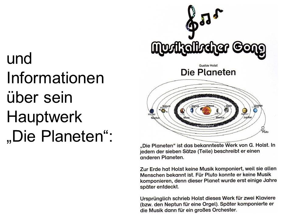 und Informationen über sein Hauptwerk „Die Planeten :