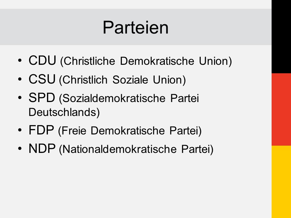 Parteien CDU (Christliche Demokratische Union)