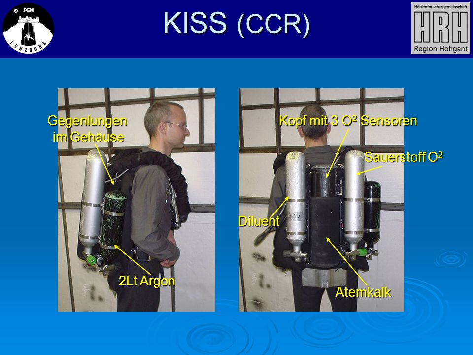 KISS (CCR) Kopf mit 3 O2 Sensoren Gegenlungen im Gehäuse Sauerstoff O2