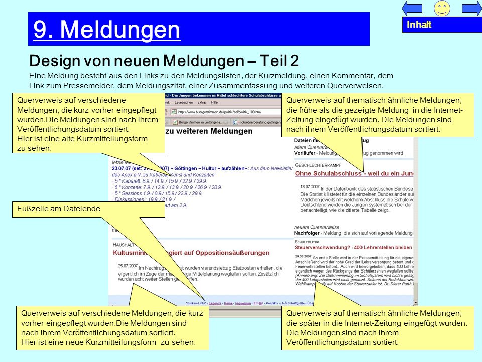 9. Meldungen Design von neuen Meldungen – Teil 2 Inhalt
