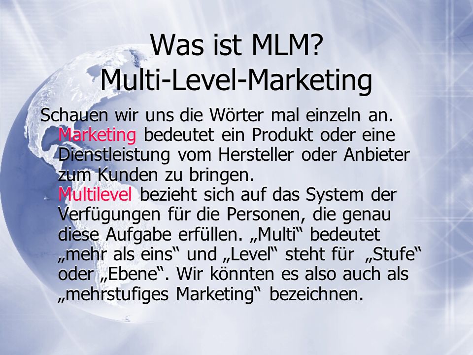 Was ist MLM Multi-Level-Marketing