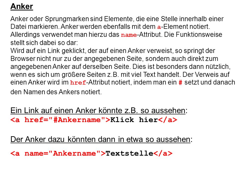 <a name= Ankername >Textstelle</a>