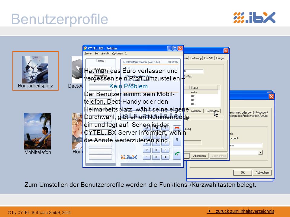 Benutzerprofile Hat man das Büro verlassen und vergessen sein Profil umzustellen – Kein Problem.