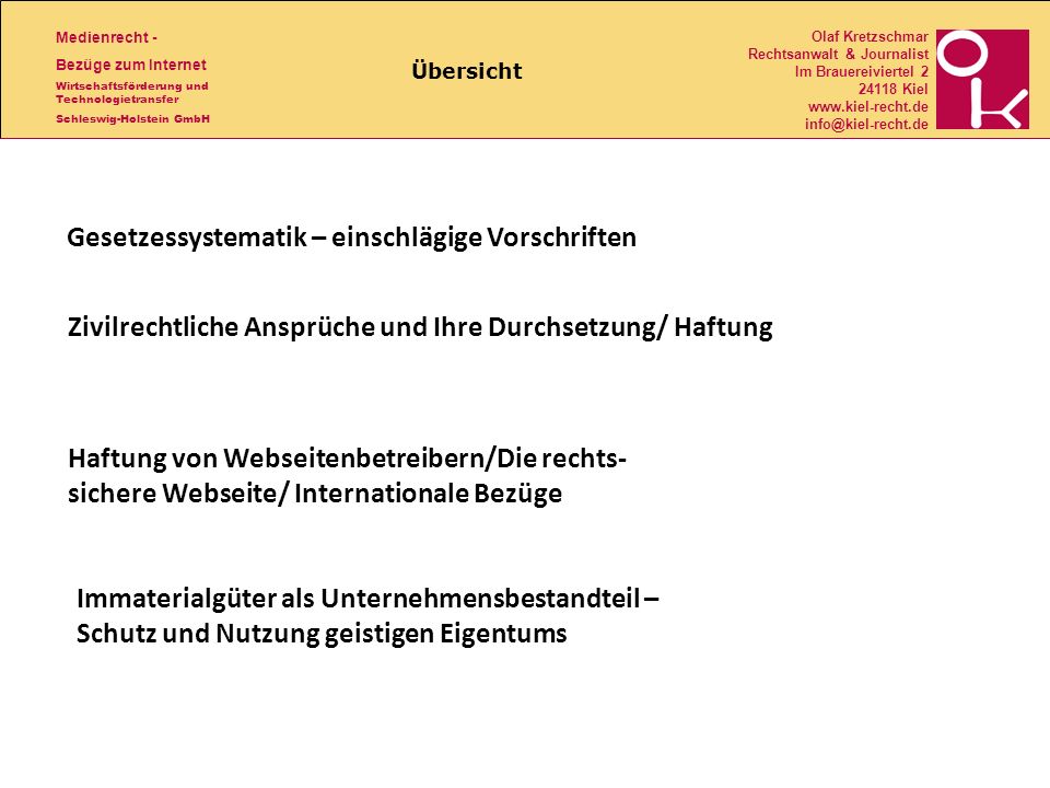 Gesetzessystematik – einschlägige Vorschriften