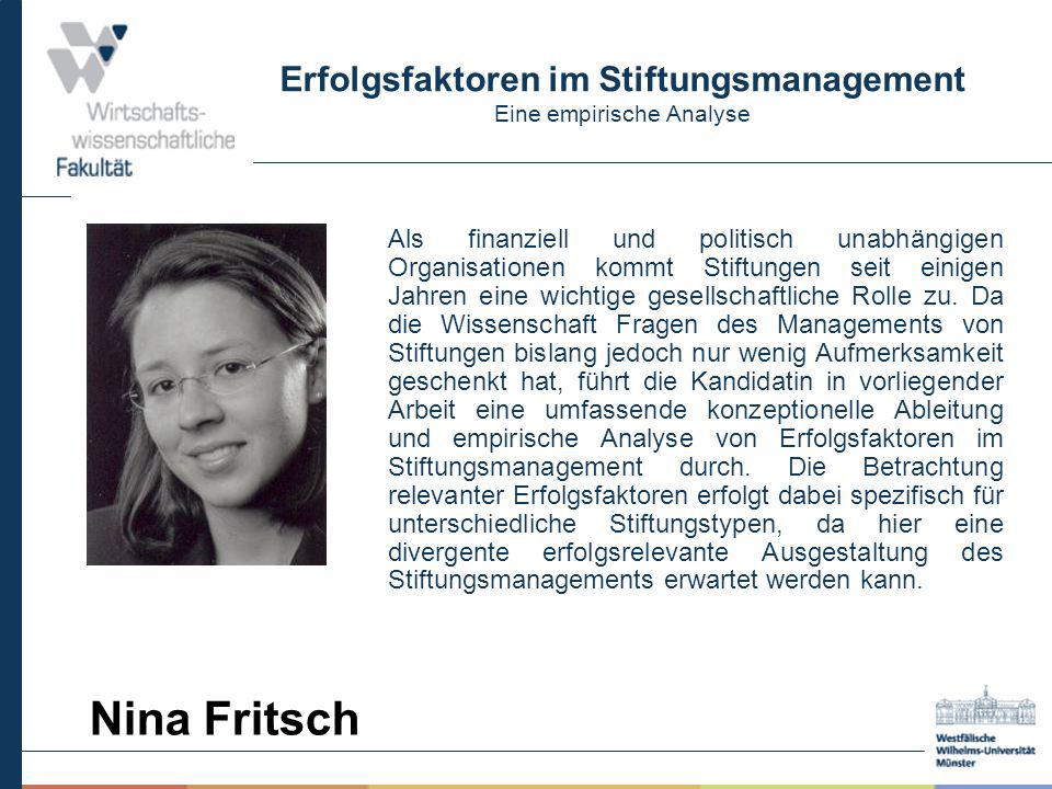 Erfolgsfaktoren im Stiftungsmanagement Eine empirische Analyse