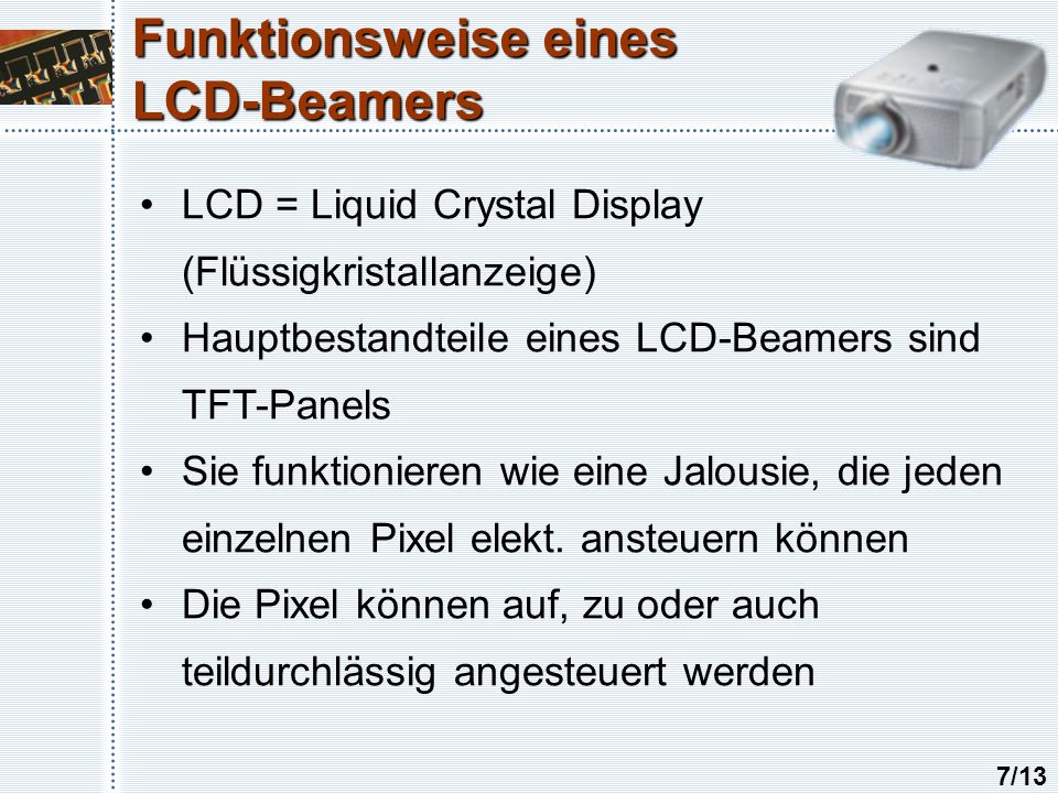 Funktionsweise eines LCD-Beamers
