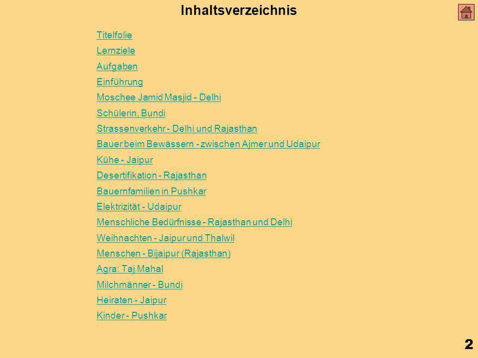 Inhaltsverzeichnis Titelfolie Lernziele Aufgaben Einführung
