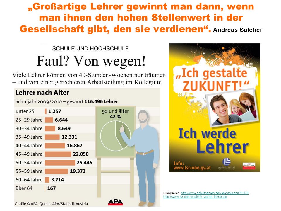 „Großartige Lehrer gewinnt man dann, wenn man ihnen den hohen Stellenwert in der Gesellschaft gibt, den sie verdienen . Andreas Salcher