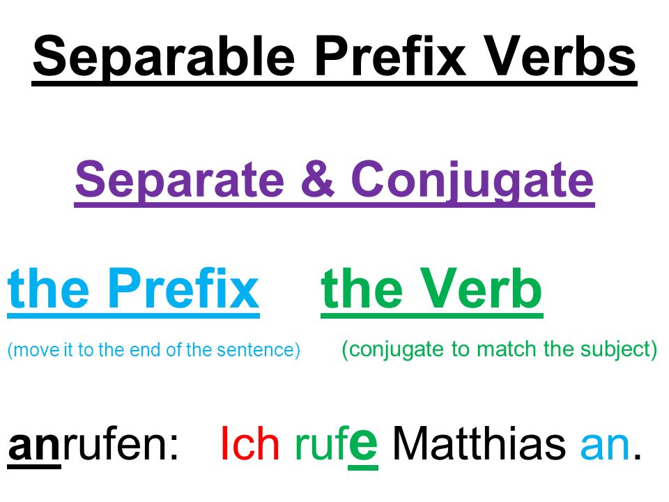 Separable Prefix Verbs Separate & Conjugate