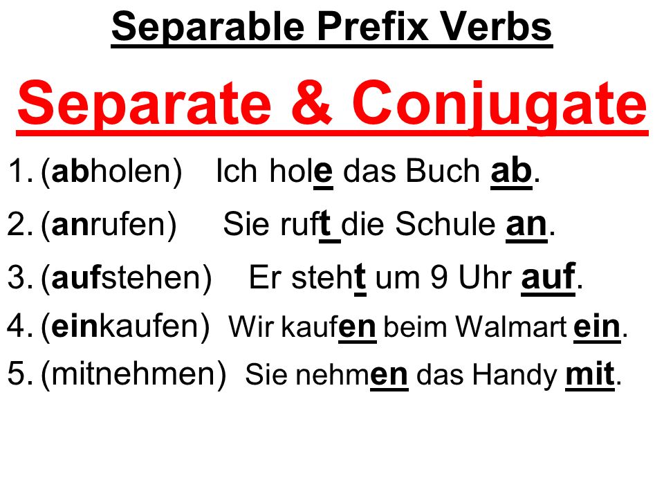 Separable Prefix Verbs