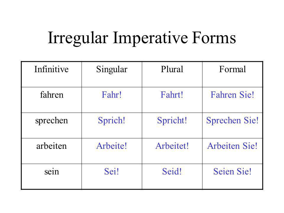 Irregular Imperative Forms