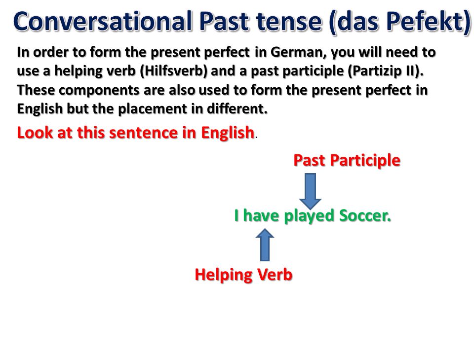 Conversational Past tense (das Pefekt)