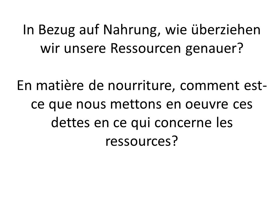 In Bezug auf Nahrung, wie überziehen wir unsere Ressourcen genauer