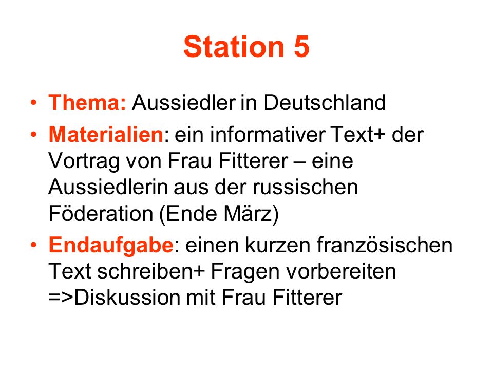 Station 5 Thema: Aussiedler in Deutschland