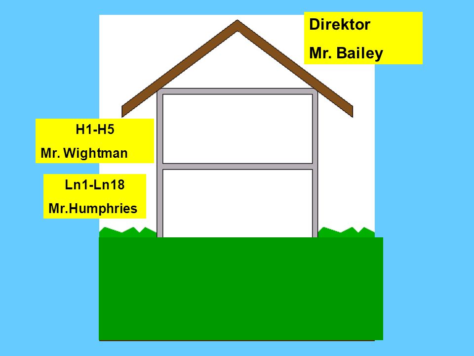 Direktor Mr. Bailey Dr Bailey H1-H5 Mr. Wightman Ln1-Ln18 Mr.Humphries