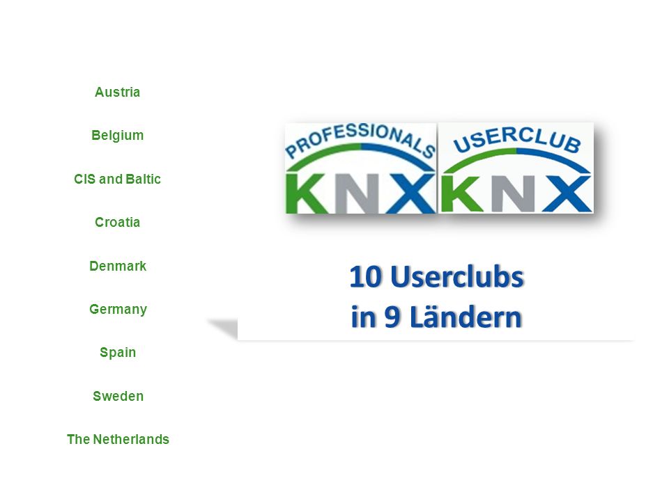 10 Userclubs in 9 Ländern Austria Belgium CIS and Baltic Croatia