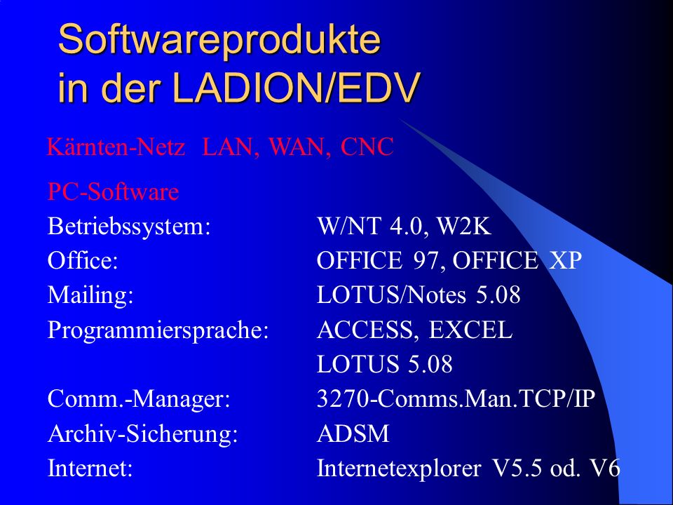 Softwareprodukte in der LADION/EDV