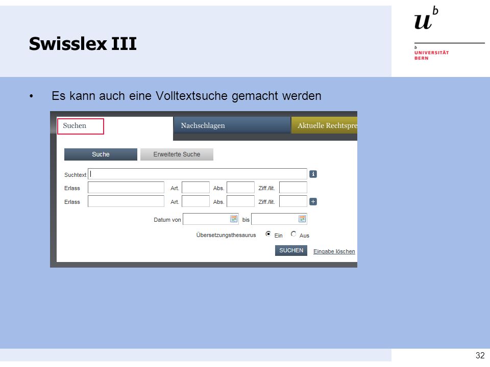 Swisslex III • Es kann auch eine Volltextsuche gemacht werden