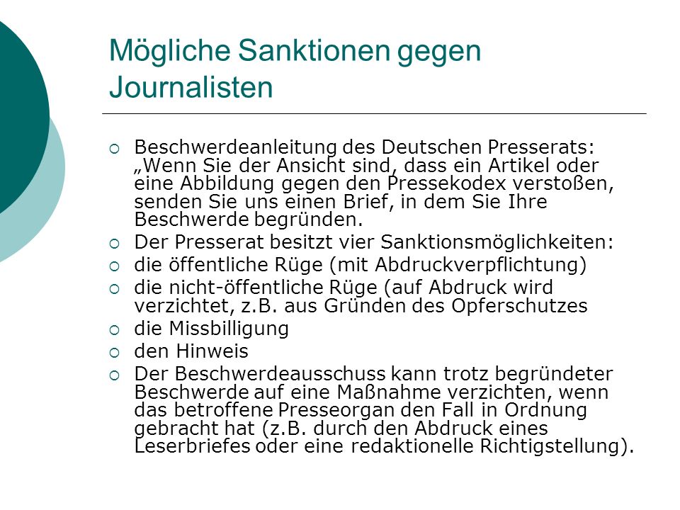 Mögliche Sanktionen gegen Journalisten