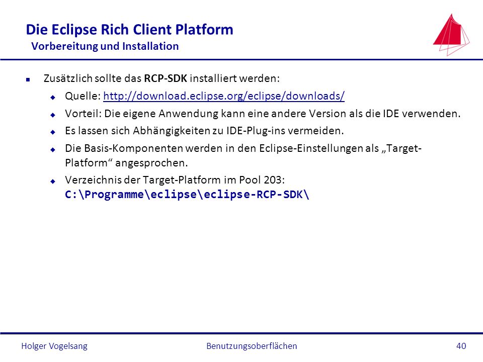 Die Eclipse Rich Client Platform Vorbereitung und Installation