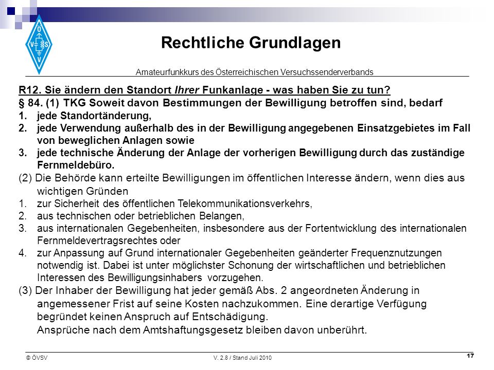 R12. Sie ändern den Standort Ihrer Funkanlage - was haben Sie zu tun