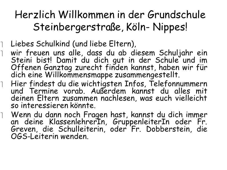 Herzlich Willkommen in der Grundschule Steinbergerstraße, Köln- Nippes!