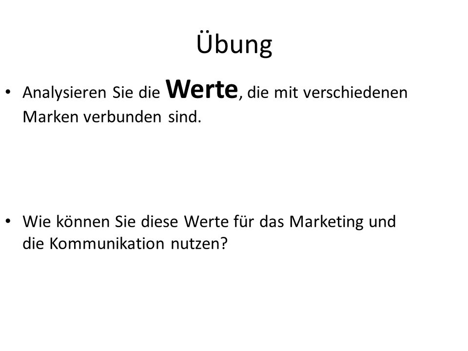 Übung Analysieren Sie die Werte, die mit verschiedenen Marken verbunden sind.