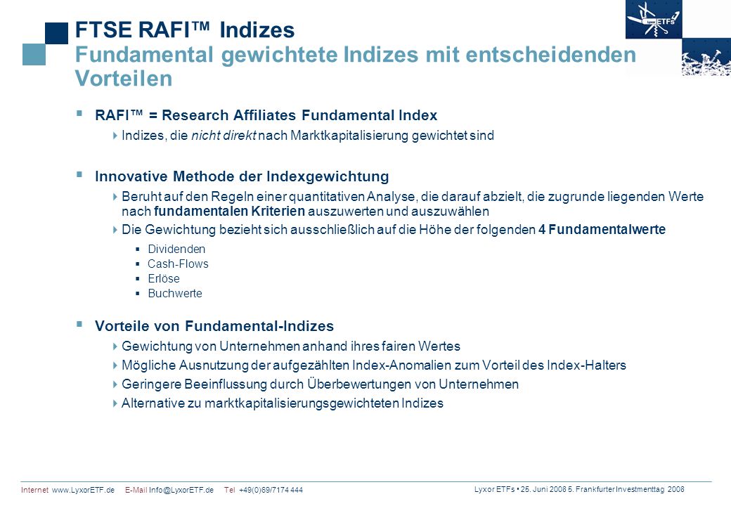 FTSE RAFI™ Indizes Fundamental gewichtete Indizes mit entscheidenden Vorteilen