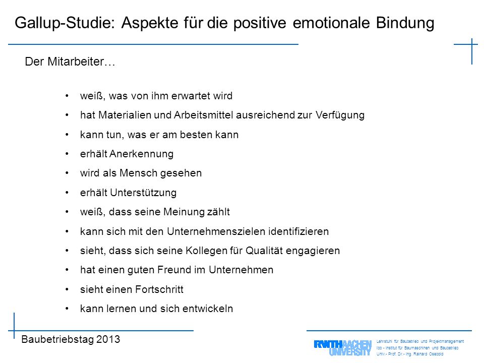 Gallup-Studie: Aspekte für die positive emotionale Bindung