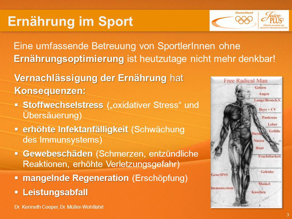 Ernährung im Sport Eine umfassende Betreuung von SportlerInnen ohne Ernährungsoptimierung ist heutzutage nicht mehr denkbar!