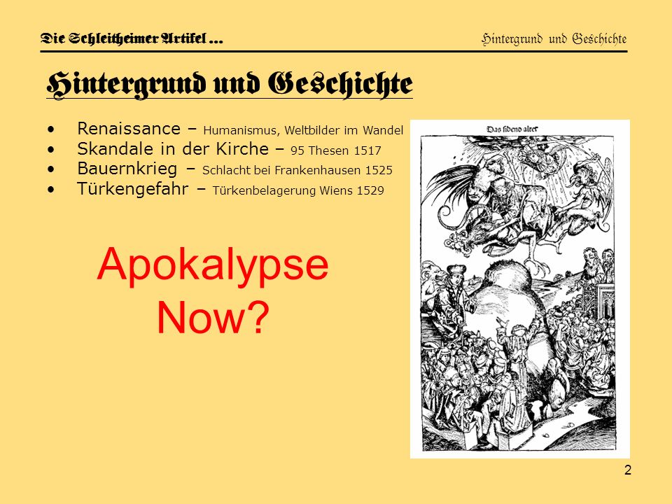 Die Schleitheimer Artikel … Hintergrund und Geschichte