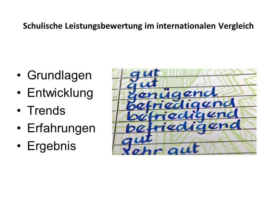 Schulische Leistungsbewertung im internationalen Vergleich