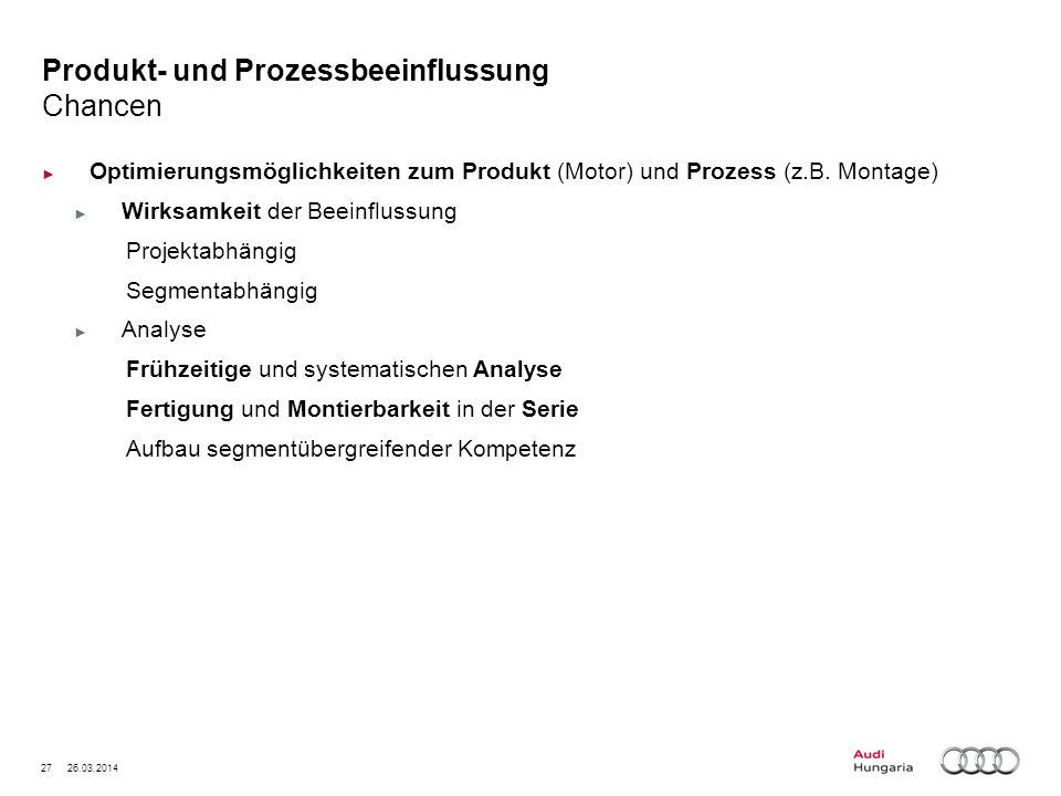 Produkt- und Prozessbeeinflussung Chancen