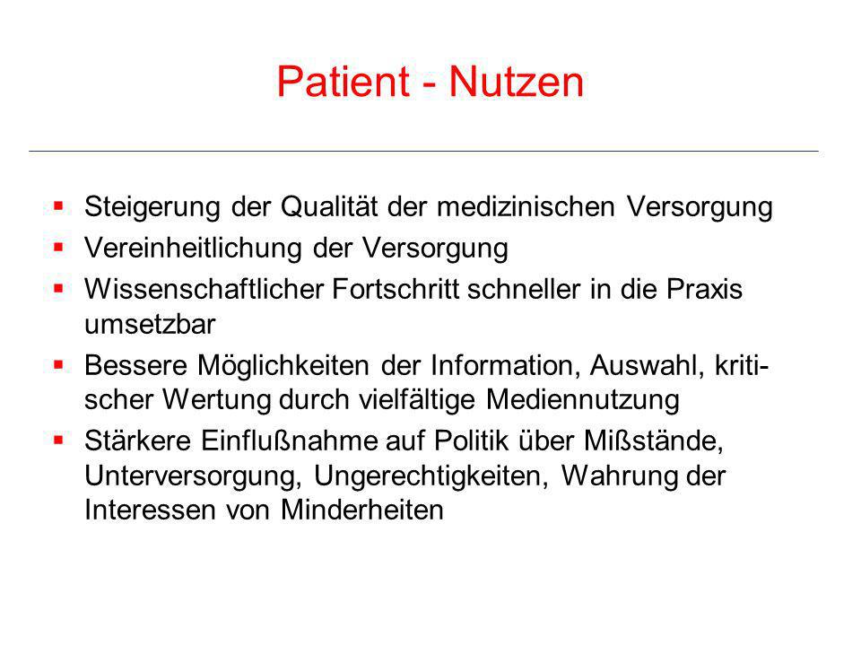Patient - Nutzen Steigerung der Qualität der medizinischen Versorgung