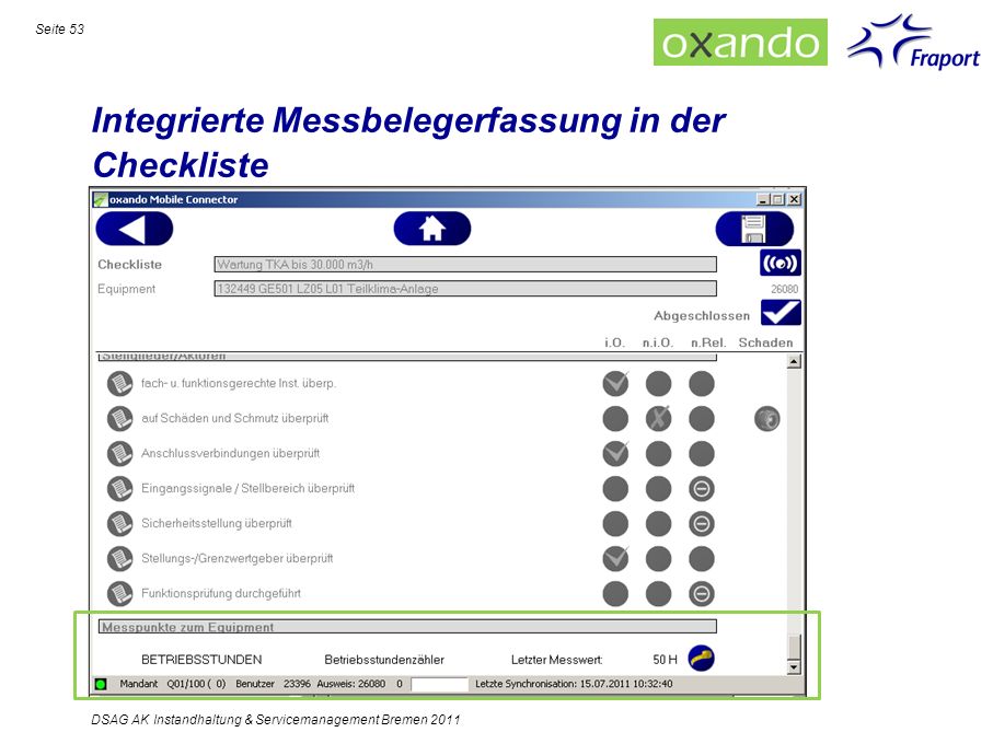 Integrierte Messbelegerfassung in der Checkliste