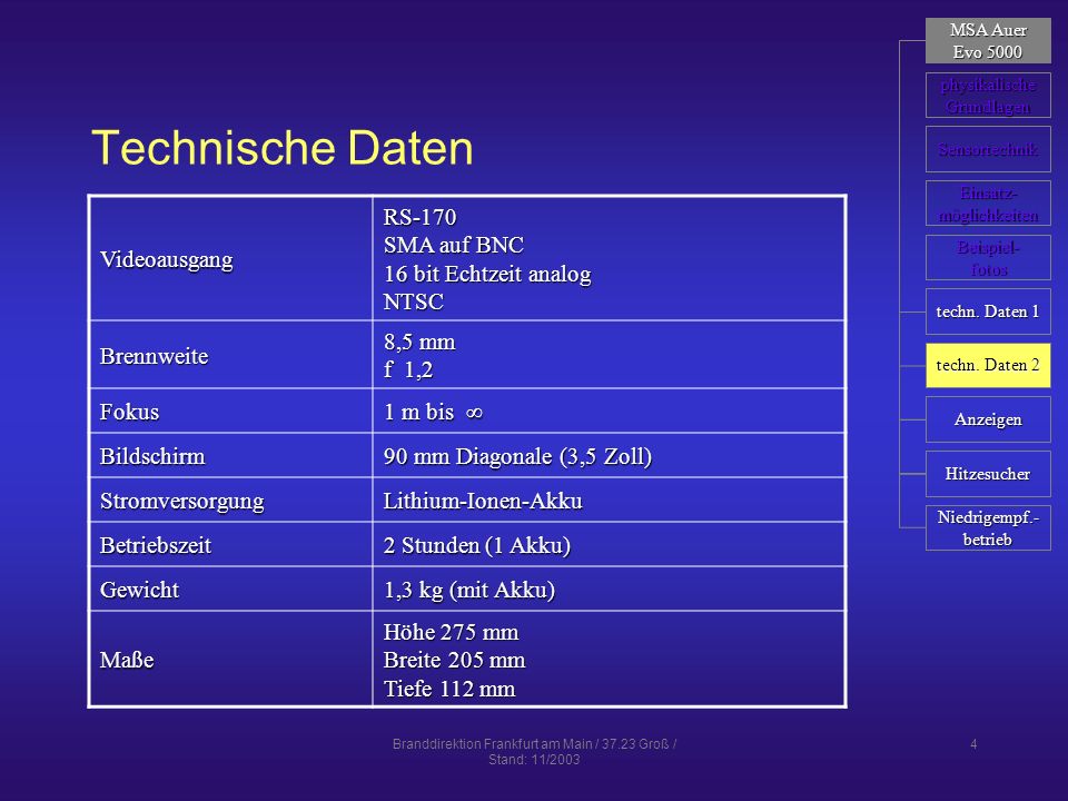 Branddirektion Frankfurt am Main / Groß / Stand: 11/2003