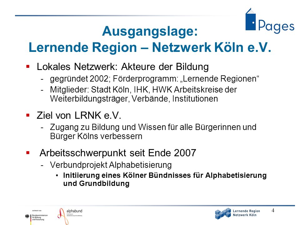 Ausgangslage: Lernende Region – Netzwerk Köln e.V.