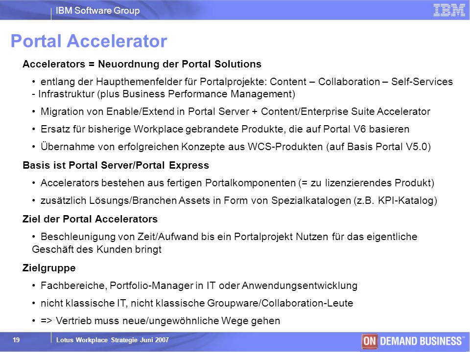 Portal Accelerator Accelerators = Neuordnung der Portal Solutions
