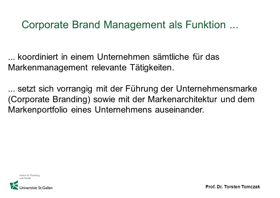 Corporate Brand Management als Funktion ...