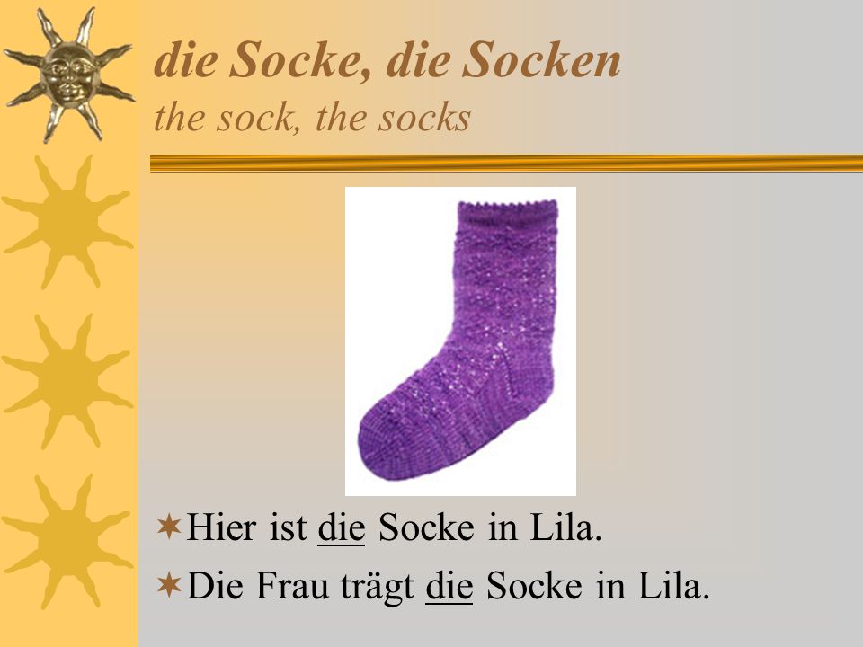 die Socke, die Socken the sock, the socks