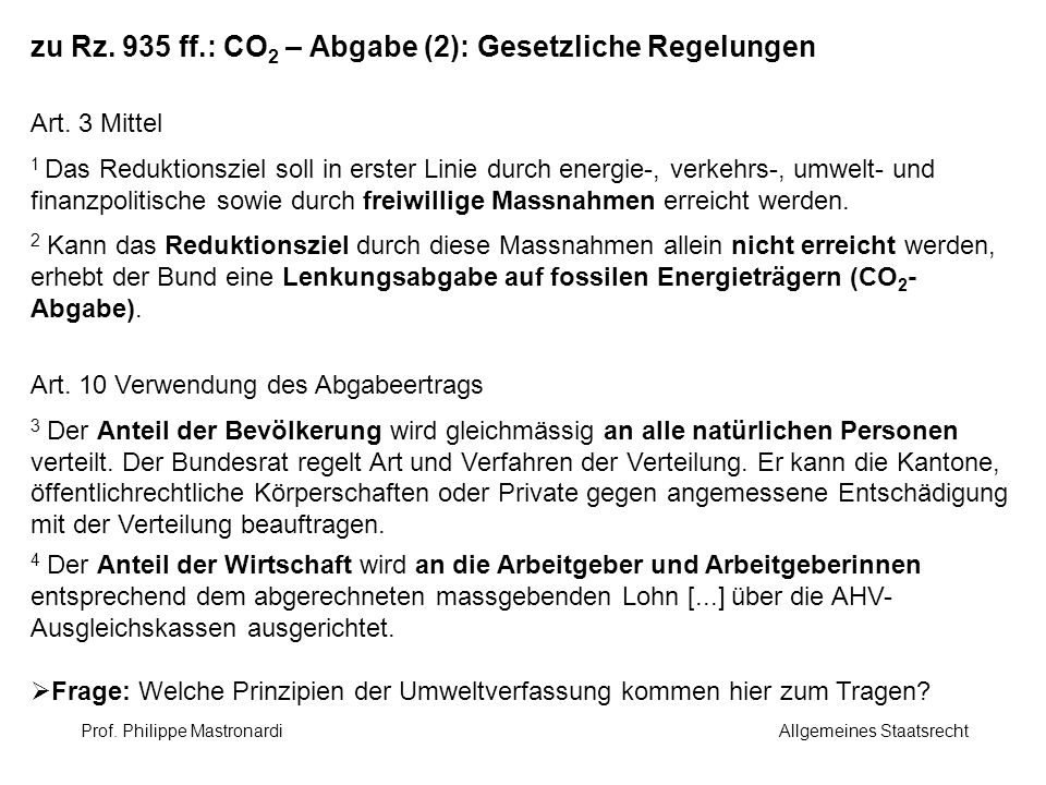 zu Rz. 935 ff.: CO2 – Abgabe (2): Gesetzliche Regelungen
