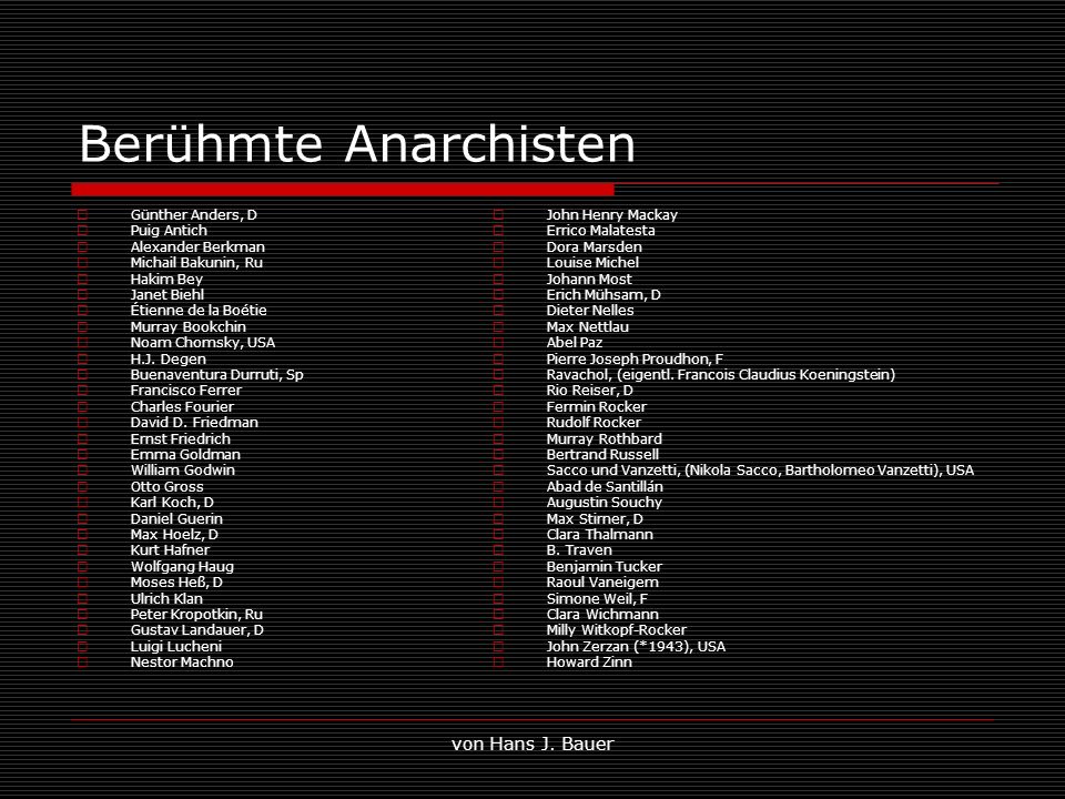 Berühmte Anarchisten von Hans J. Bauer Günther Anders, D Puig Antich