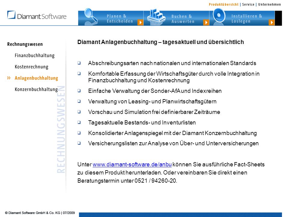 Diamant Anlagenbuchhaltung – tagesaktuell und übersichtlich