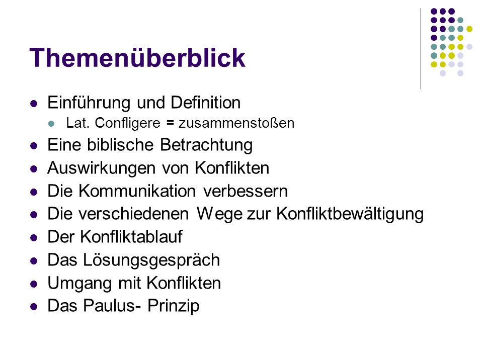 Themenüberblick Einführung und Definition Eine biblische Betrachtung