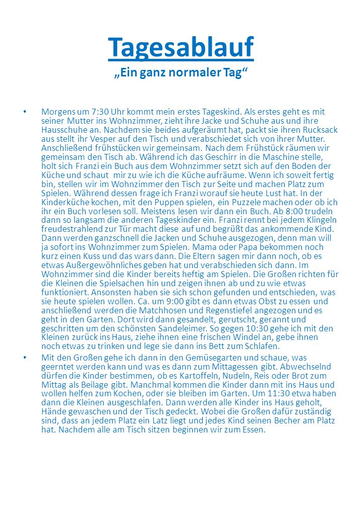 Tagesablauf „Ein ganz normaler Tag