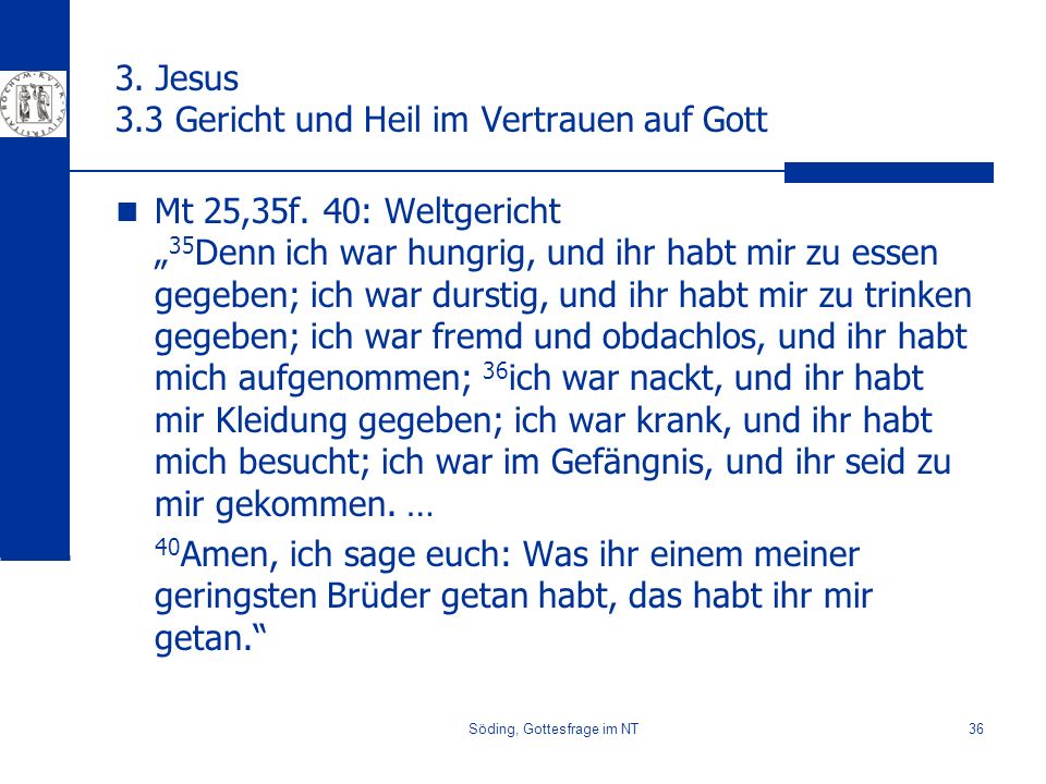 3. Jesus 3.3 Gericht und Heil im Vertrauen auf Gott