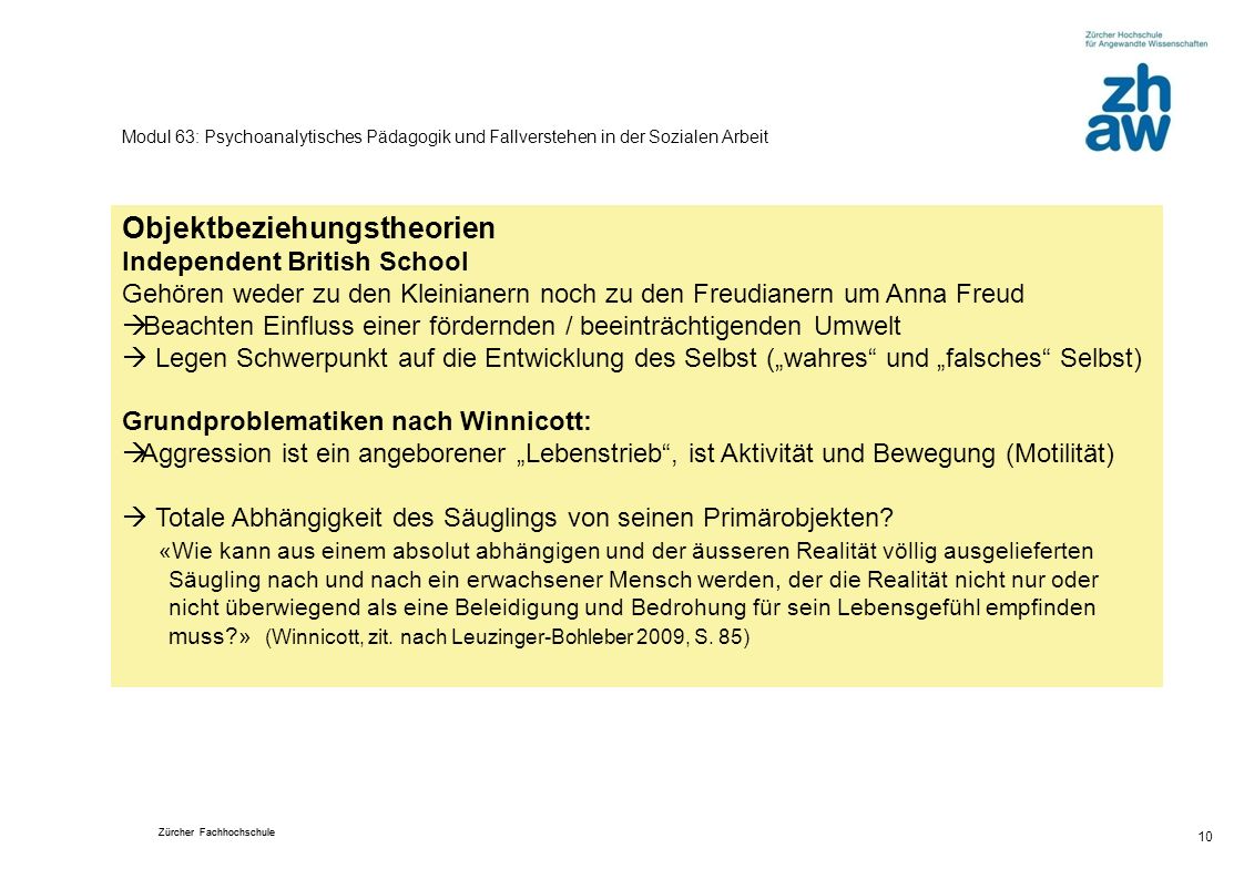 Modul 63: Psychoanalytisches Pädagogik und Fallverstehen in der Sozialen Arbeit