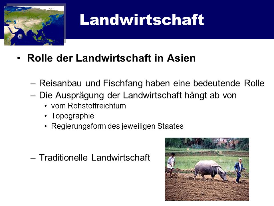 Landwirtschaft Rolle der Landwirtschaft in Asien