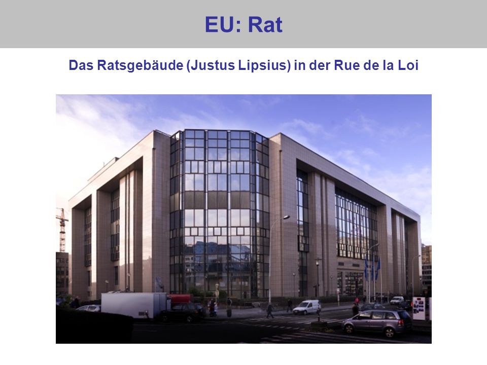 Das Ratsgebäude (Justus Lipsius) in der Rue de la Loi